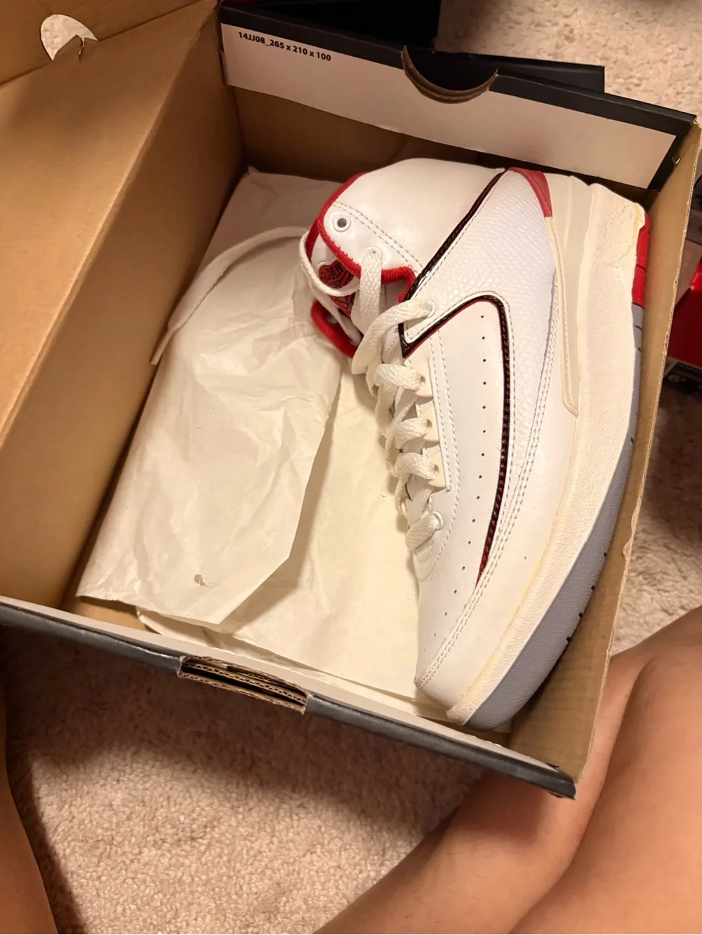 Jordan Kids White and Red Sneakers
